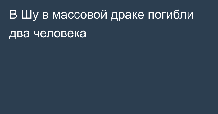 В Шу в массовой драке погибли два человека