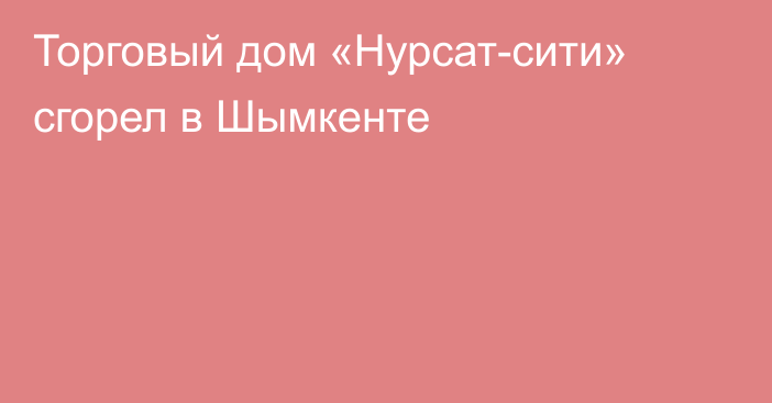 Торговый дом «Нурсат-сити» сгорел в Шымкенте