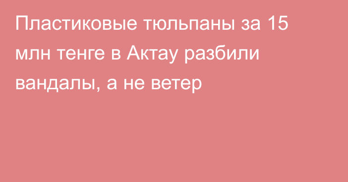 Пластиковые тюльпаны за 15 млн тенге в Актау разбили вандалы, а не ветер