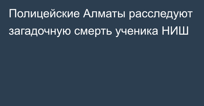 Полицейские Алматы расследуют загадочную смерть ученика НИШ