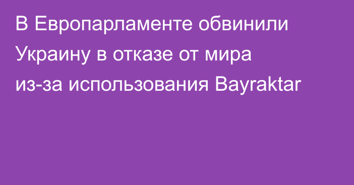 В Европарламенте обвинили Украину в отказе от мира из-за использования Bayraktar