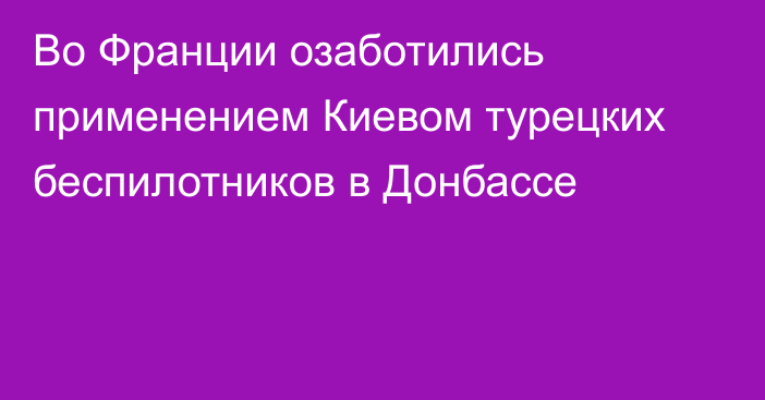 Во Франции озаботились применением Киевом турецких беспилотников в Донбассе