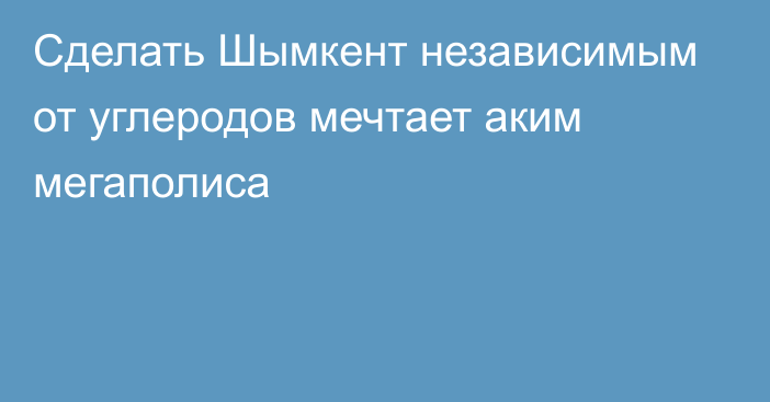 Сделать Шымкент независимым от углеродов мечтает аким мегаполиса