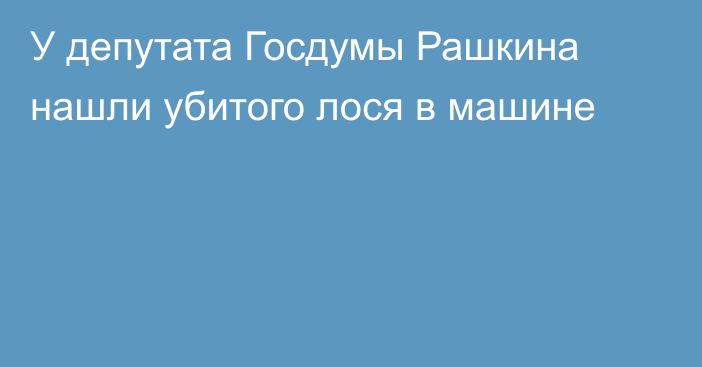 У депутата Госдумы Рашкина нашли убитого лося в машине