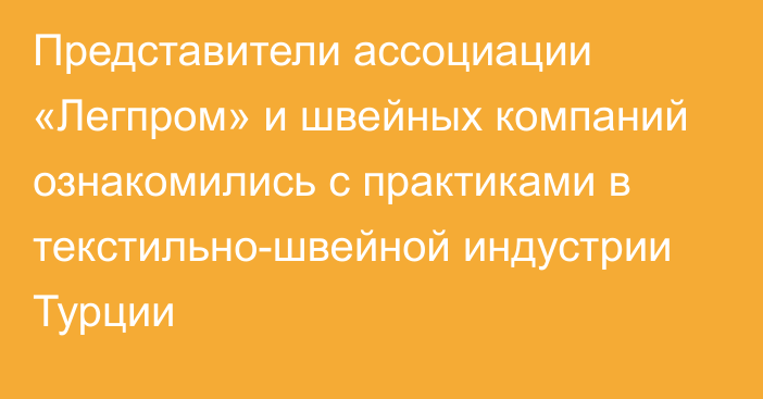 Представители ассоциации «Легпром» и швейных компаний ознакомились с практиками в текстильно-швейной индустрии Турции