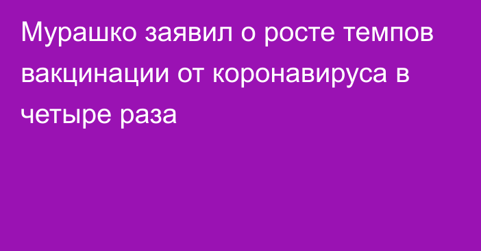 Мурашко заявил о росте темпов вакцинации от коронавируса в четыре раза