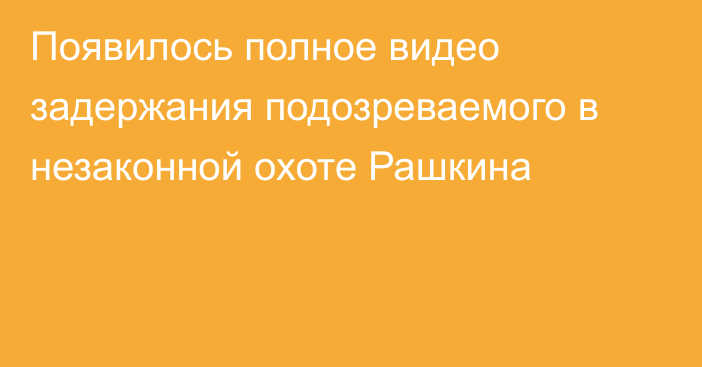 Появилось полное видео задержания подозреваемого в незаконной охоте Рашкина