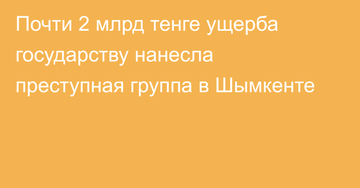 Почти 2 млрд тенге ущерба государству нанесла преступная группа в Шымкенте