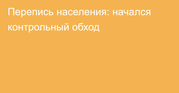 Перепись населения: начался контрольный обход