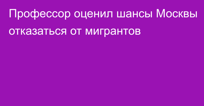 Профессор оценил шансы Москвы отказаться от мигрантов