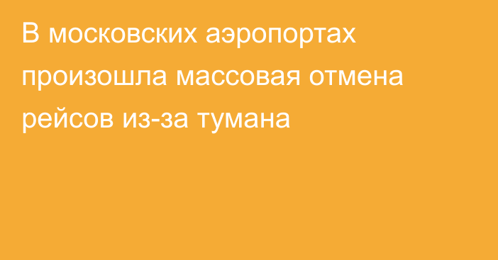 В московских аэропортах произошла массовая отмена рейсов из-за тумана