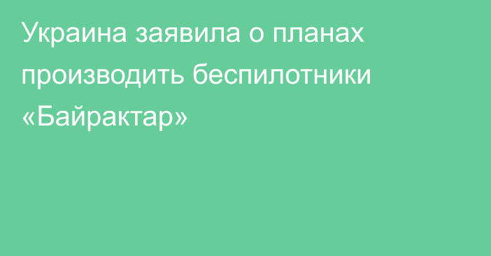 Украина заявила о планах производить беспилотники «Байрактар»