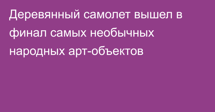 Деревянный самолет вышел в финал самых необычных народных арт-объектов