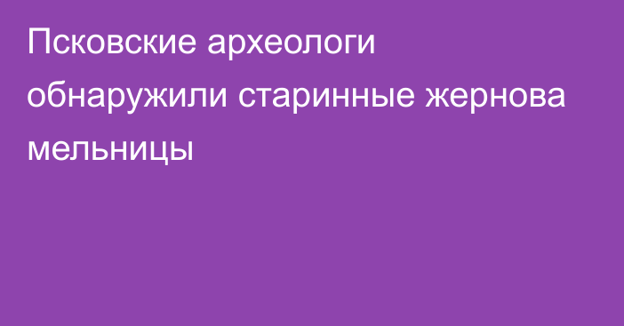 Псковские археологи обнаружили старинные жернова мельницы