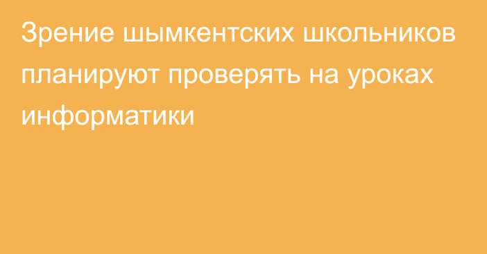 Зрение шымкентских школьников планируют проверять на уроках информатики