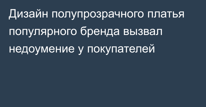 Дизайн полупрозрачного платья популярного бренда вызвал недоумение у покупателей