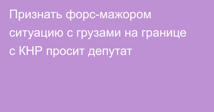 Признать форс-мажором ситуацию с грузами на границе с КНР просит депутат