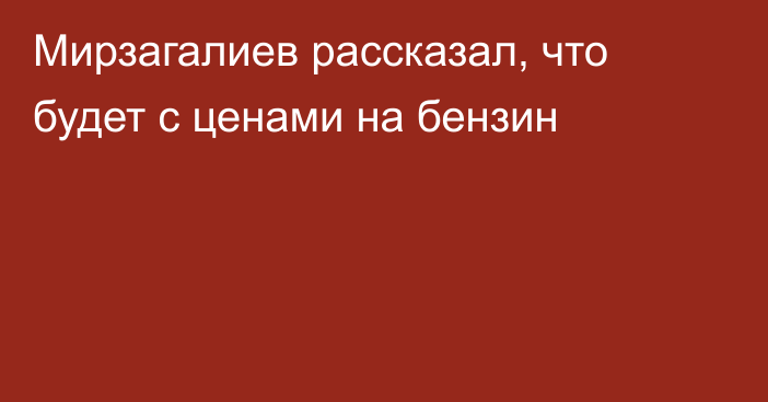 Мирзагалиев рассказал, что будет с ценами на бензин