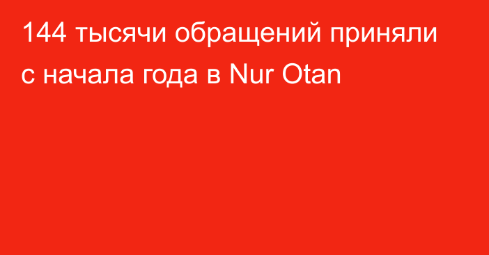 144 тысячи обращений приняли с начала года в Nur Otan