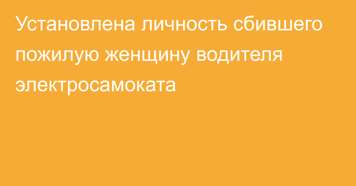 Установлена личность сбившего пожилую женщину водителя электросамоката