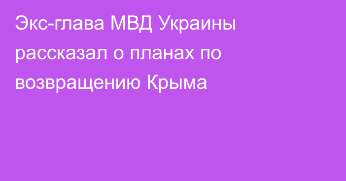 Экс-глава МВД Украины рассказал о планах по возвращению Крыма