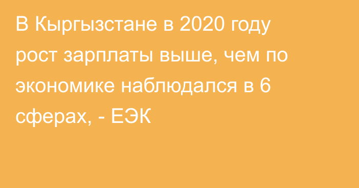 В Кыргызстане в 2020 году рост зарплаты выше, чем по экономике наблюдался в 6 сферах, - ЕЭК