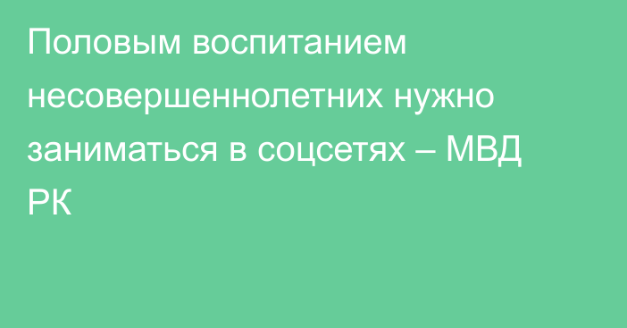 Половым воспитанием несовершеннолетних нужно заниматься в соцсетях – МВД РК