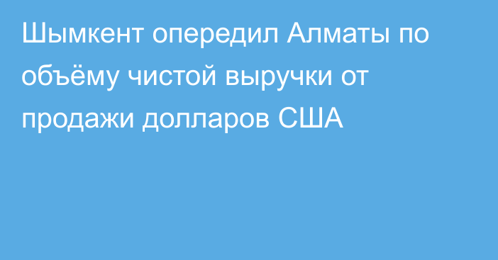 Шымкент опередил Алматы по объёму чистой выручки от продажи долларов США