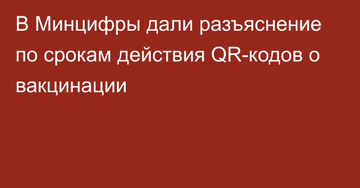 В Минцифры дали разъяснение по срокам действия QR-кодов о вакцинации