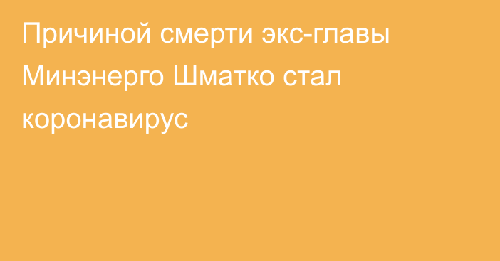 Причиной смерти экс-главы Минэнерго Шматко стал коронавирус