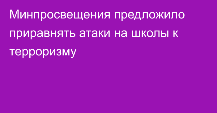 Минпросвещения предложило приравнять атаки на школы к терроризму