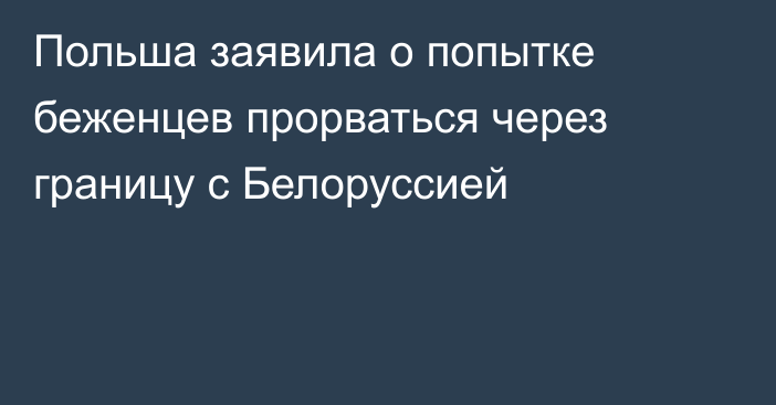 Польша заявила о попытке беженцев прорваться через границу с Белоруссией