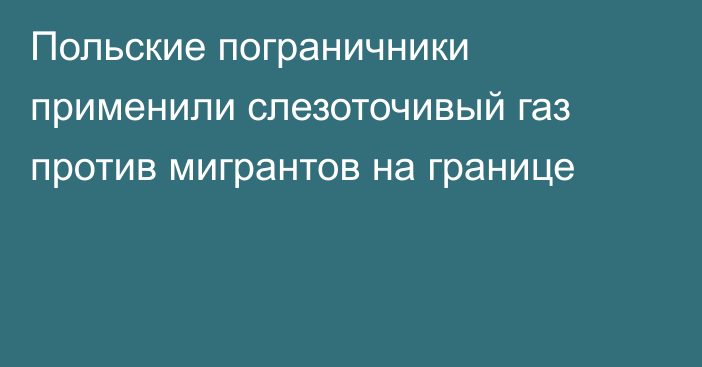 Польские пограничники применили слезоточивый газ против мигрантов на границе