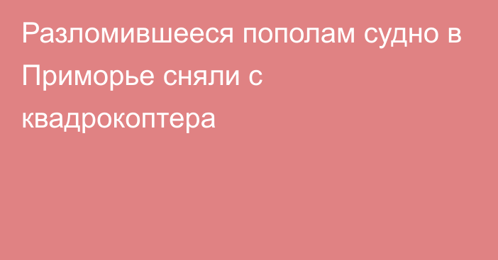 Разломившееся пополам судно в Приморье сняли с квадрокоптера