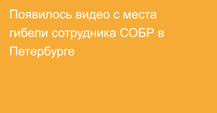 Появилось видео с места гибели сотрудника СОБР в Петербурге