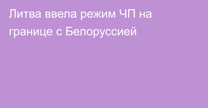 Литва ввела режим ЧП на границе с Белоруссией