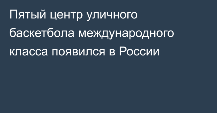 Пятый центр уличного баскетбола международного класса появился в России