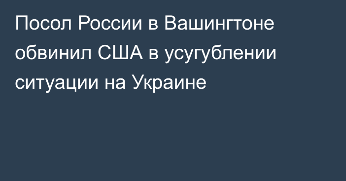 Посол России в Вашингтоне обвинил США в усугублении ситуации на Украине