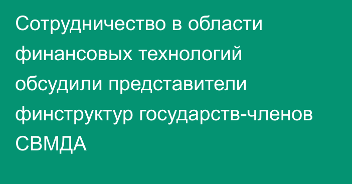 Сотрудничество в области финансовых технологий обсудили представители финструктур государств-членов СВМДА