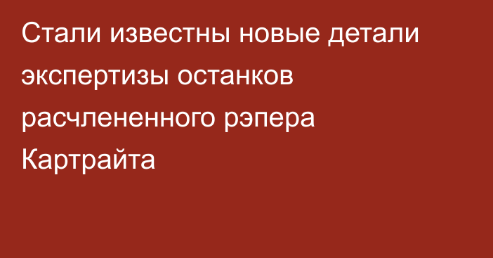 Стали известны новые детали экспертизы останков расчлененного рэпера Картрайта