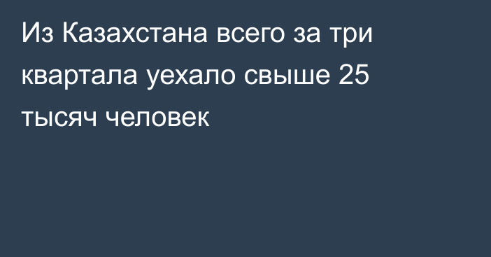 Из Казахстана всего за три квартала уехало свыше 25 тысяч человек