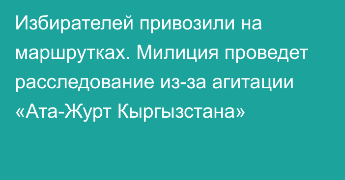 Избирателей привозили на маршрутках. Милиция проведет расследование из-за агитации «Ата-Журт Кыргызстана»