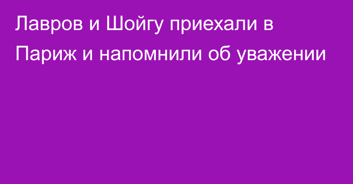 Лавров и Шойгу приехали в Париж и напомнили об уважении