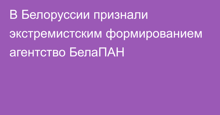 В Белоруссии признали экстремистским формированием агентство БелаПАН