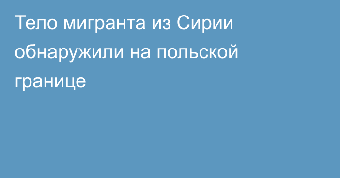 Тело мигранта из Сирии обнаружили на польской границе