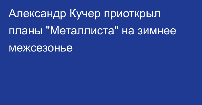 Александр Кучер приоткрыл планы 