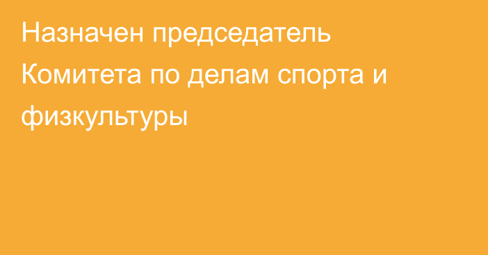 Назначен председатель Комитета по делам спорта и физкультуры