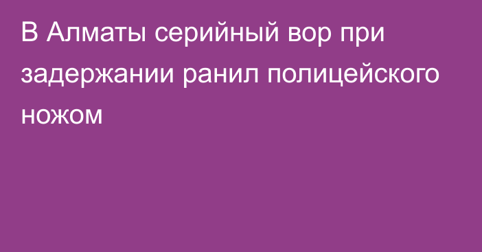 В Алматы серийный вор при задержании ранил полицейского ножом