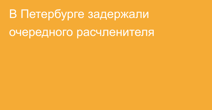 В Петербурге задержали очередного расчленителя