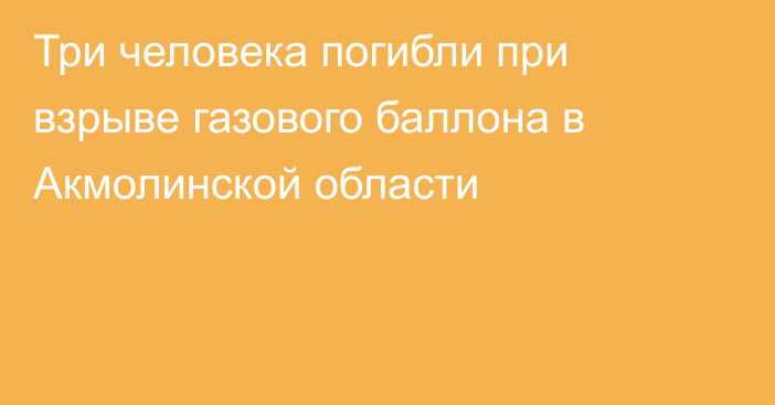 Три человека погибли при взрыве газового баллона в Акмолинской области